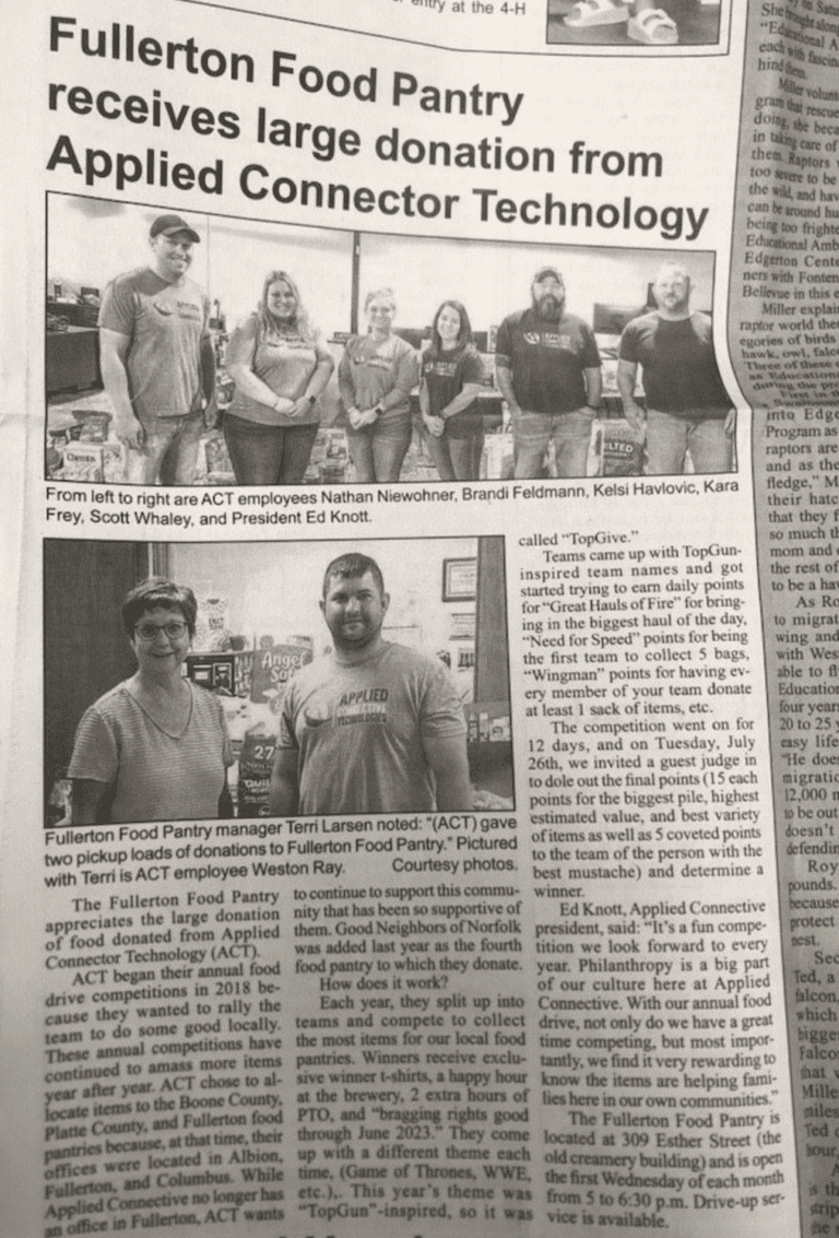 [NANCE COUNTY JOURNAL] Fullerton Food Pantry receives large donation